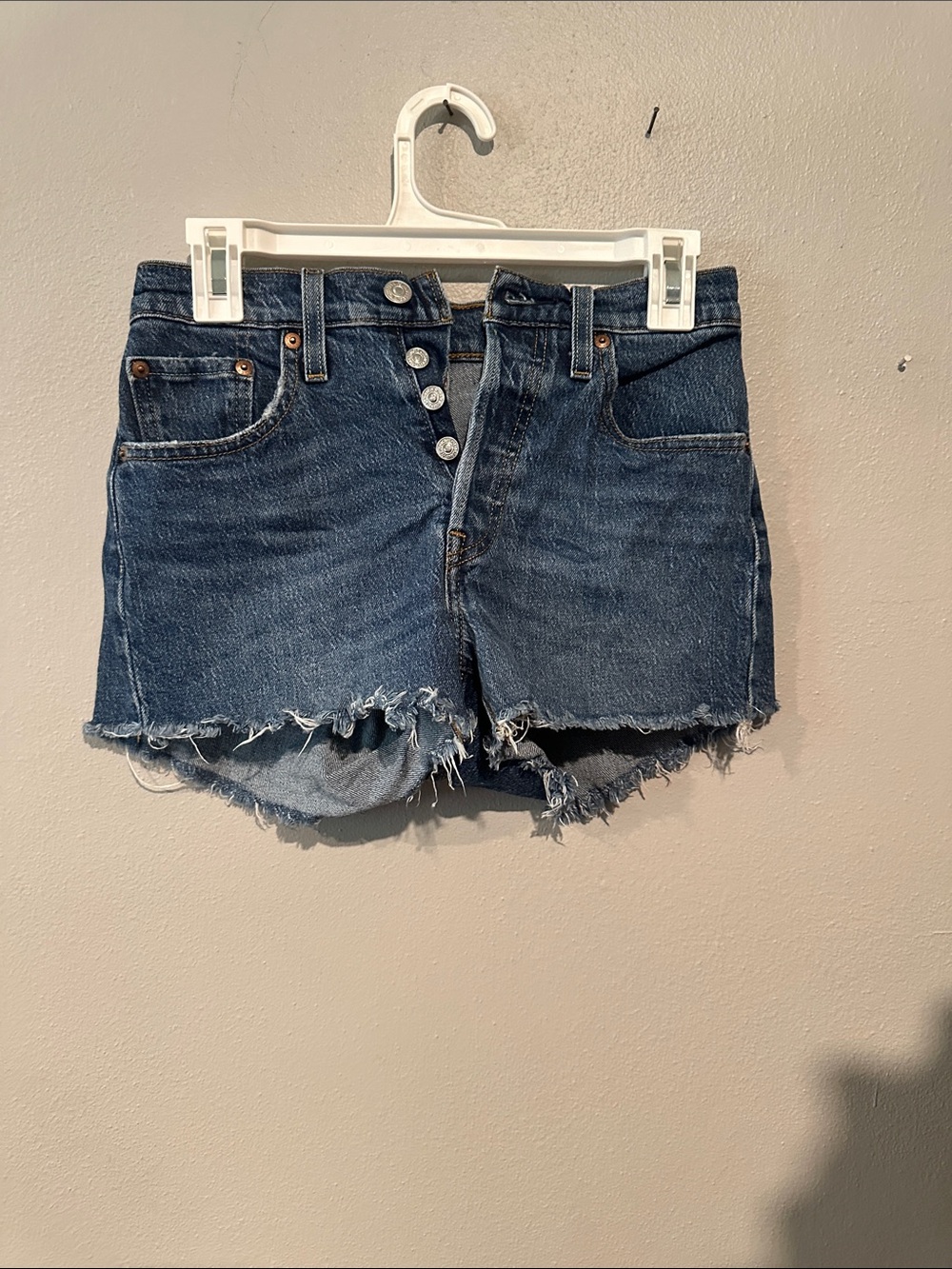 Levi's Classic High-Rise Dark Blue Denim Cutoff Shorts